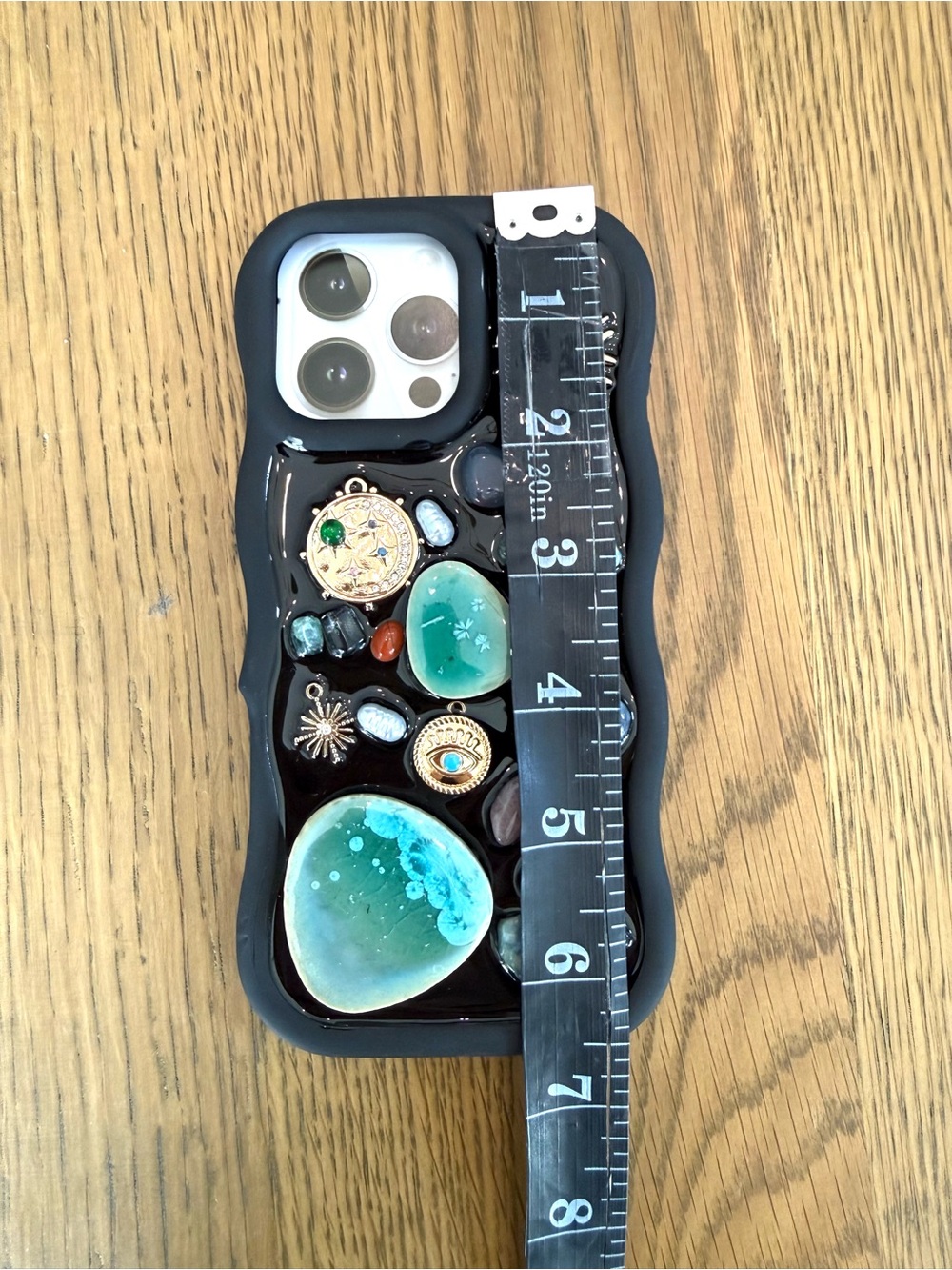Artikl Mosaic iPhone 16 Pro Max Phone Case Black Charm Gemstone Boho New in Box - Picture 5 of 14
